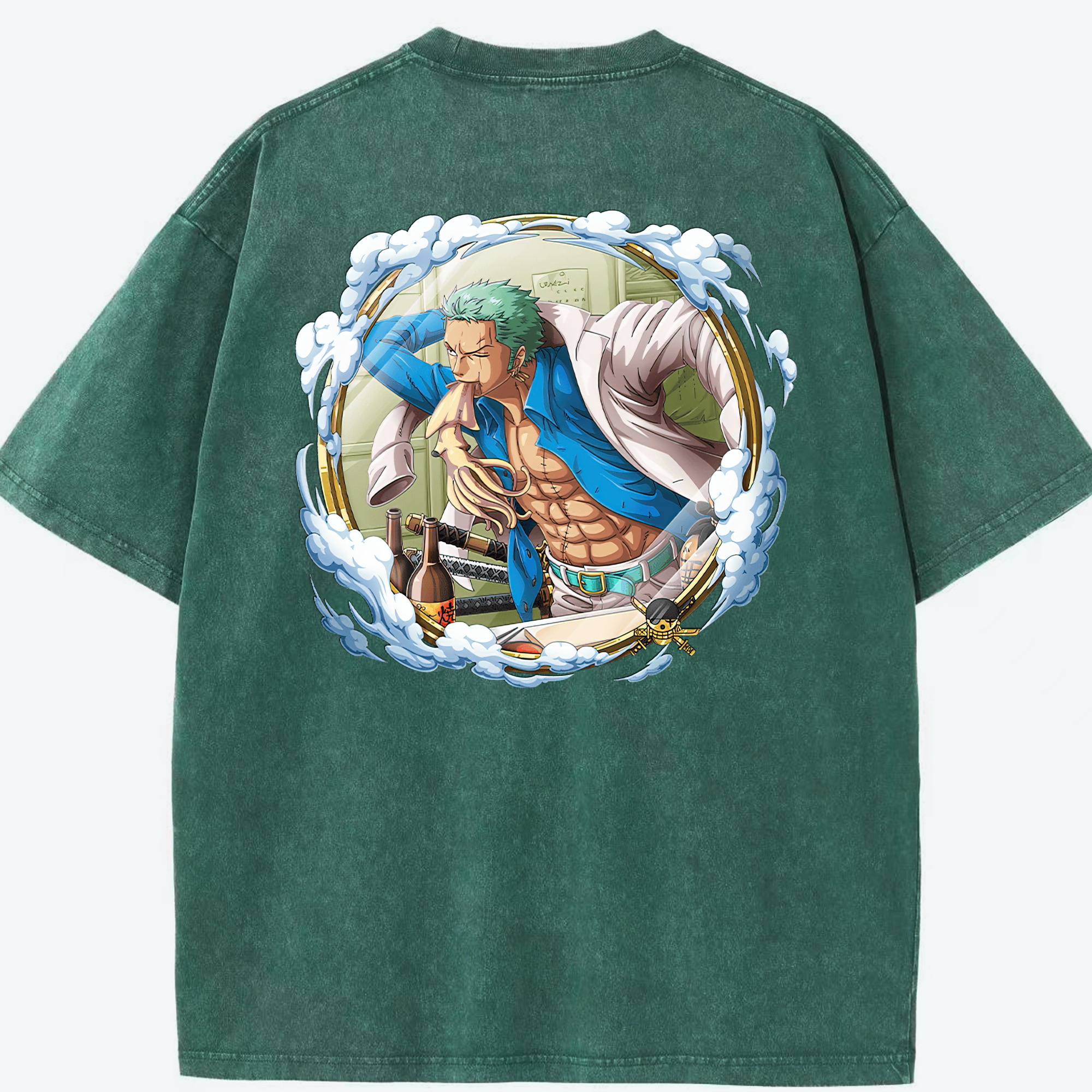ワンピース ロロノア・ゾロ ONE PIECE Roronoa Zoro 綿100% ヴィンテージ風 半袖Tシャツ（背面プリント）